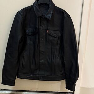 Levi's Black Leather Trucker Jacket